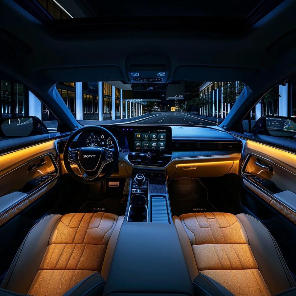 a meticulously organized car interior featuring a sleek dashboard and pristine upholstery, illuminated by sharp overhead lighting, emphasizes the importance of a comprehensive maintenance checklist for every driver.
