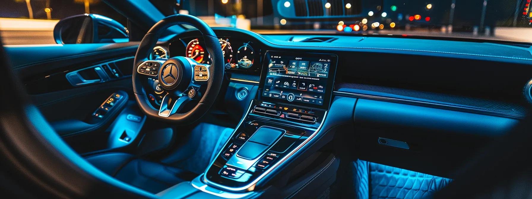 a sleek and modern car interior, meticulously organized and free of clutter, showcases a vibrant dashboard and pristine seating, illuminated by soft, ambient lighting to emphasize the effects of regular cleaning and maintenance.
